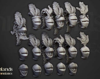Sunland Knight Heads | Sunland, Empire of the Sun | Highlands Miniatures