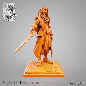 Dark Elf Pirate Bayazid | Pirates of the Stormbride | 28mm-120mm Scale | Resin 3D Printed Miniature | Ronin Arts Workshop