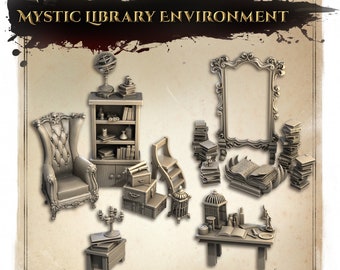 Asylum Library Furniture | Wicked Hills | Resin 3D Printed Miniature | RPG | DND