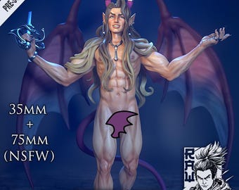 Eros the Incubus - Prince of Pleasure | NSFW or SFW | Resin 3D Printed Pinup | Ronin Arts Workshop