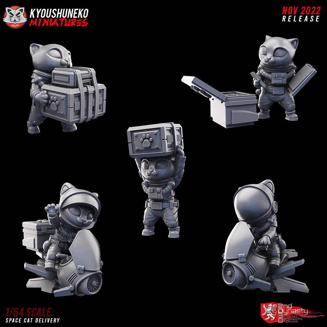 Space Kitties | Chibi | Resin 3D Printed Miniatures | Kyoushuneko ...