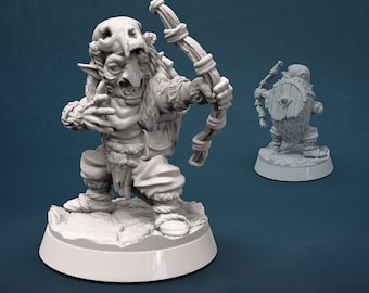 Snow Goblin Archer | Resin 3D Printed Miniatures | Kyoushuneko | Table Top Gaming | RPG | D&D | Pathfinder