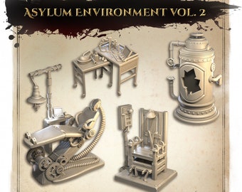 Asylum Furniture pt. 2 | Wicked Hills | Resin 3D Printed Miniature | RPG | DND