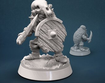 Snow Goblin Warrior | Resin 3D Printed Miniatures | Kyoushuneko | Table Top Gaming | RPG | D&D | Pathfinder