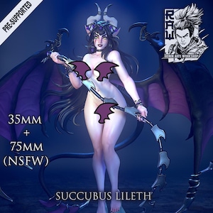 Lileth the Succubus - Envoy of Pain | NSFW or SFW | Resin 3D Printed Pinup | Ronin Arts Workshop