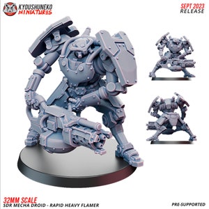 SDR Mecha Droid - Rapid Heavy Flamer | Resin 3D Printed Miniature | Kyoushuneko