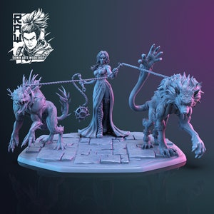 Demonic Woman with Hellhounds | The Cursed Vanguard | Resin 3D Print | Ronin Arts Workshop
