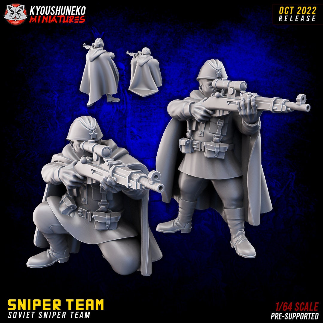 WW2 Soviet Sniper Team Resin 3D Printed Miniature -  Portugal