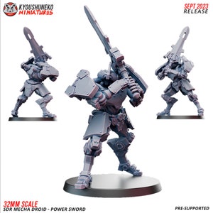 SDR Mecha Droid - Power Sword | Resin 3D Printed Miniature | Kyoushuneko