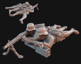WW2 Axis Machine Gun Team | Resin 3D Printed Miniature | Kyoushuneko