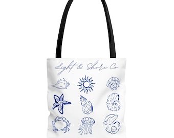 Coastal Tote Bag: Beach Shell Design, Eco-Friendly Polyester