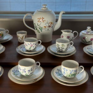 27 piece rare vintage Bing & Grøndahl hand-painted porcelain coffee service set