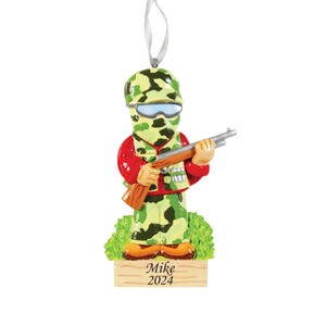 Camo Hunter Personalized Christmas Tree Ornament, Camo Hunter Ornament Gift, Wild Sport Hunting Ornaments, Wild Game Hunting