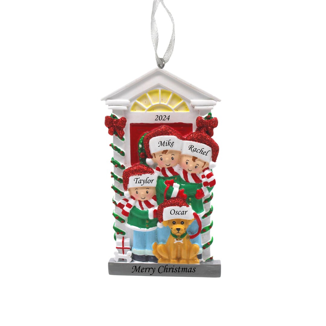 Family of 3 With Dog Personalized Christmas Ornament, Family of 3 ...
