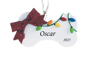 Personalized Dog Bone Christmas Ornament: Pet Lover Gift