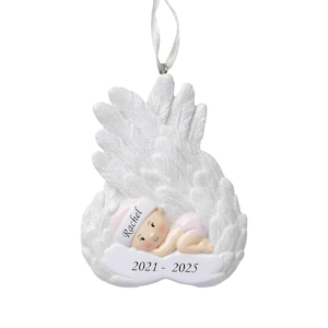 Personalized Baby Angel Wings Christmas Ornament: Memorial Gift