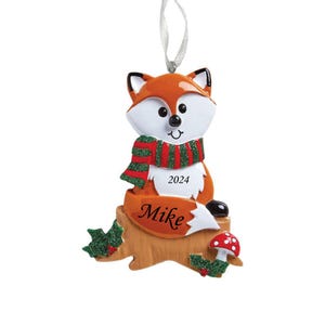 Personalized Fox Christmas Ornament: Woodland Creature Gift