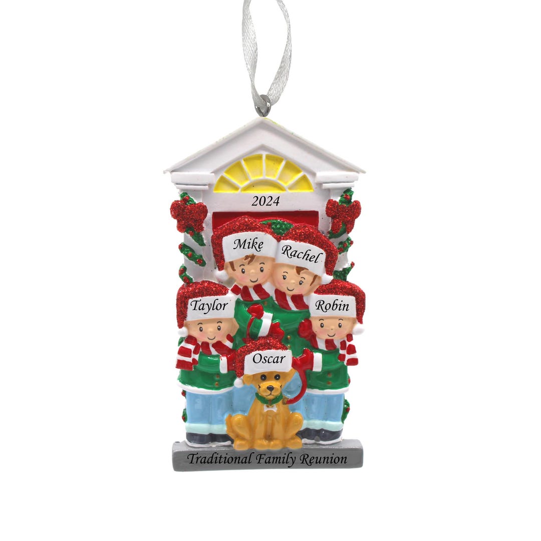 Family of 4 With Dog Personalized Christmas Ornament, Family of 4 ...