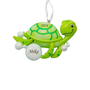 Personalized Sea Turtle Christmas Ornament: Resin Aquarium Animal