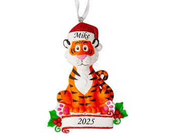 Personalized Tiger Christmas Ornament: Zoo Animal Decor for Kids