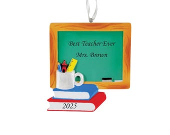 Personalized Teacher Christmas Ornament: Chalkboard Gift
