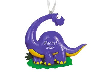 Purple Dinosaur Personalized Christmas Tree Ornament