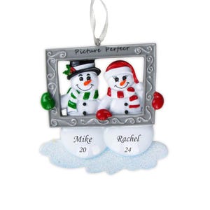 Personalized Snow Couple Christmas Ornament with Frame