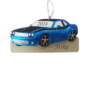 Muscle Car Personalized Christmas Ornament , Blue Car ,  Kids Room Ornament, Electric Car Ornament, Christmas Tree Ornament