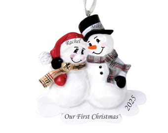 Personalized Snowman Couple Christmas Ornament, First Christmas