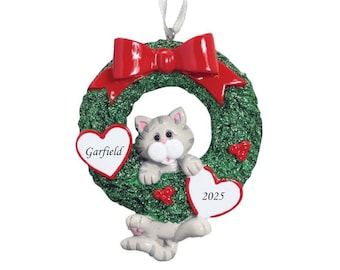 Personalized Gray Tabby Cat Christmas Ornament: 2025 Pet Ornament