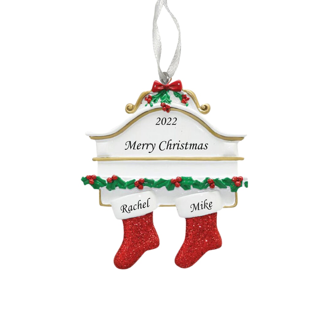 Personalized White Mantle Family of 2 Christmas Tree Ornament, Couple Ornament,our 1st Christmas