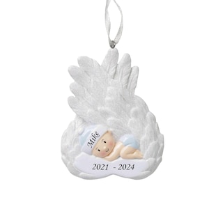 Personalized Baby Angel Wings Christmas Ornament: Memorial Gift