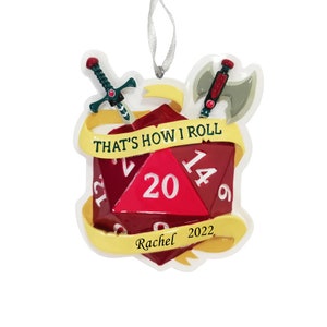 Personalized Christmas Ornament RPG Dice , That's How I Roll RPG Dice Christmas Ornament , Role Playing Dice, Xmas Ornament