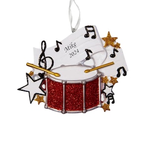 Drum Ornament , Band Personalized Christmas Tree Ornament , Music Lover, Musical Instrument Ornaments