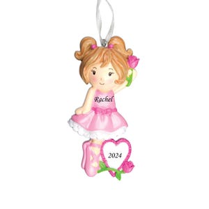 Ballet Girl Personalized Christmas Tree Ornament, Ballerina Ornament for Girls, Cute Girl Ballet Christmas Ornament With Sparkle Shoes