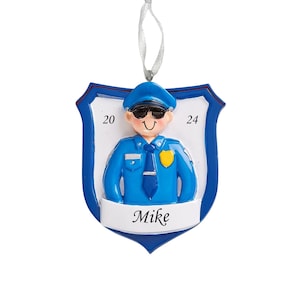 Personalized Police Man Christmas Tree Ornament Badge, Police Officer Ornament,Police Hat And Shield Ornament,Peaked Cap and Badge