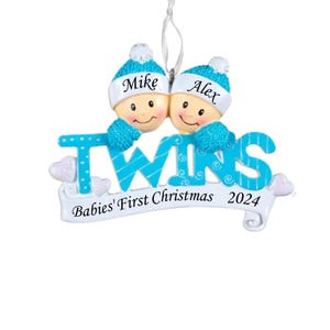 Personalized Twins Boys Christmas Ornament: Baby&#39;s First Christmas 2024