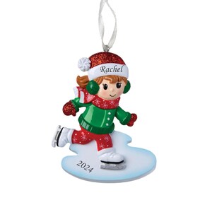 Ice Skater Girl Personalized Christmas Ornament, Hobby Outdoor Activity Ice Skating Ornament, Little Girl on Ice Skates