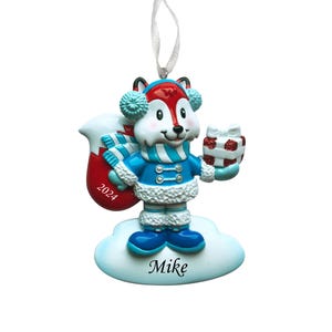 Personalized Christmas Fox Ornament: Resin Woodland Creature Gift