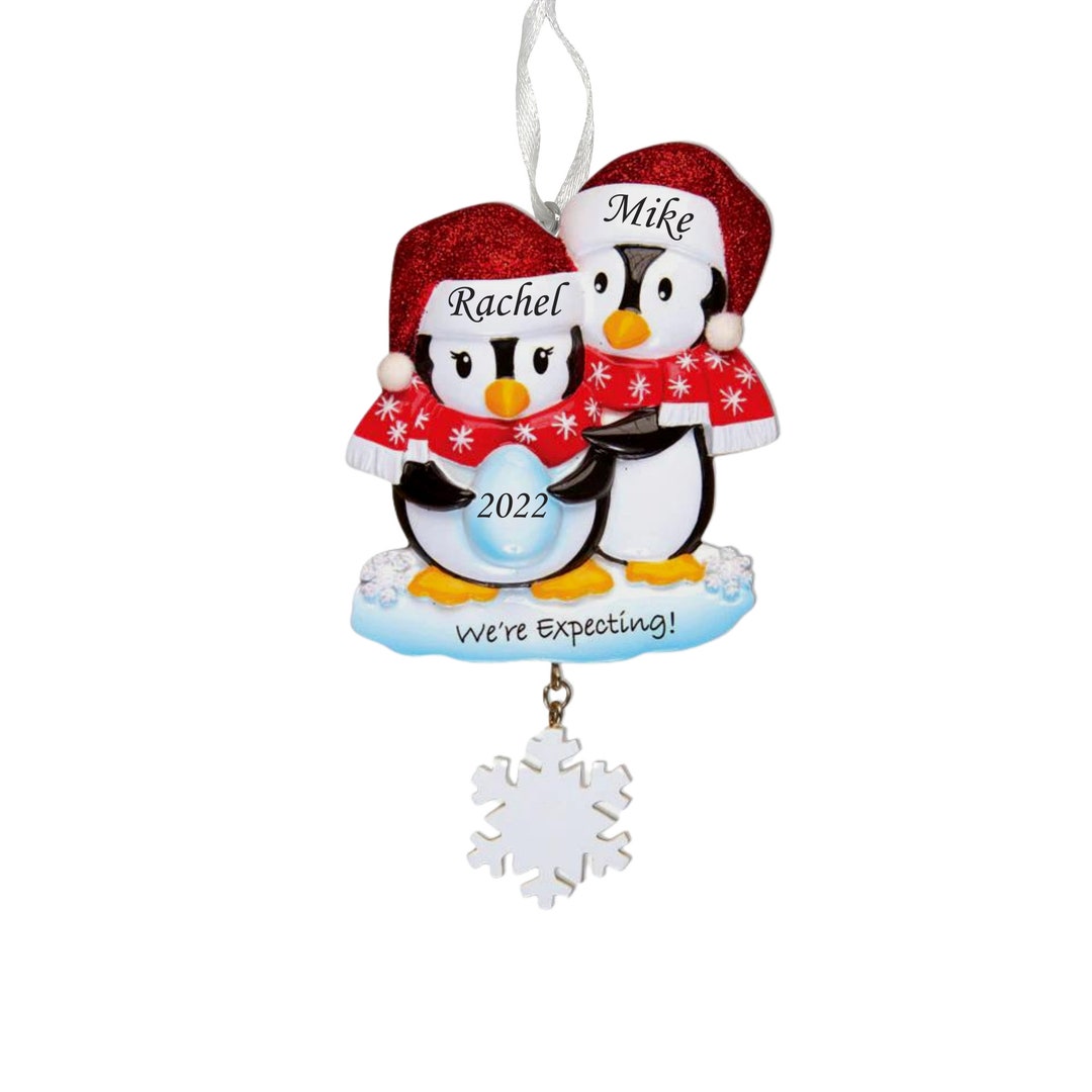 We're Expecting Penguins Personalized Christmas Ornament , Expecting