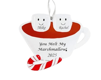 Personalized Marshmallow Couple Ornament: Hot Chocolate Christmas Tree Decor