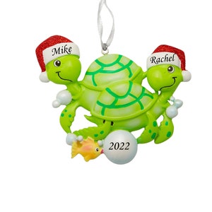 Turtle Couple Personalized Christmas Tree Ornament, Custom Couples Ornament,Twins, Family of two,Newlywed Couple,Together Christmas Ornament