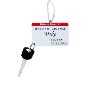 Driver&#39;s License Personalized Christmas Tree Ornament,Drivers License Christmas Ornament ,Teen Driver Gifts, Driver Learner Permit Christmas