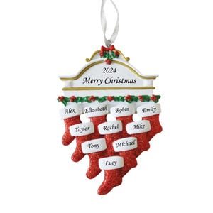 Personalized Family of 10 Christmas Stocking Ornament