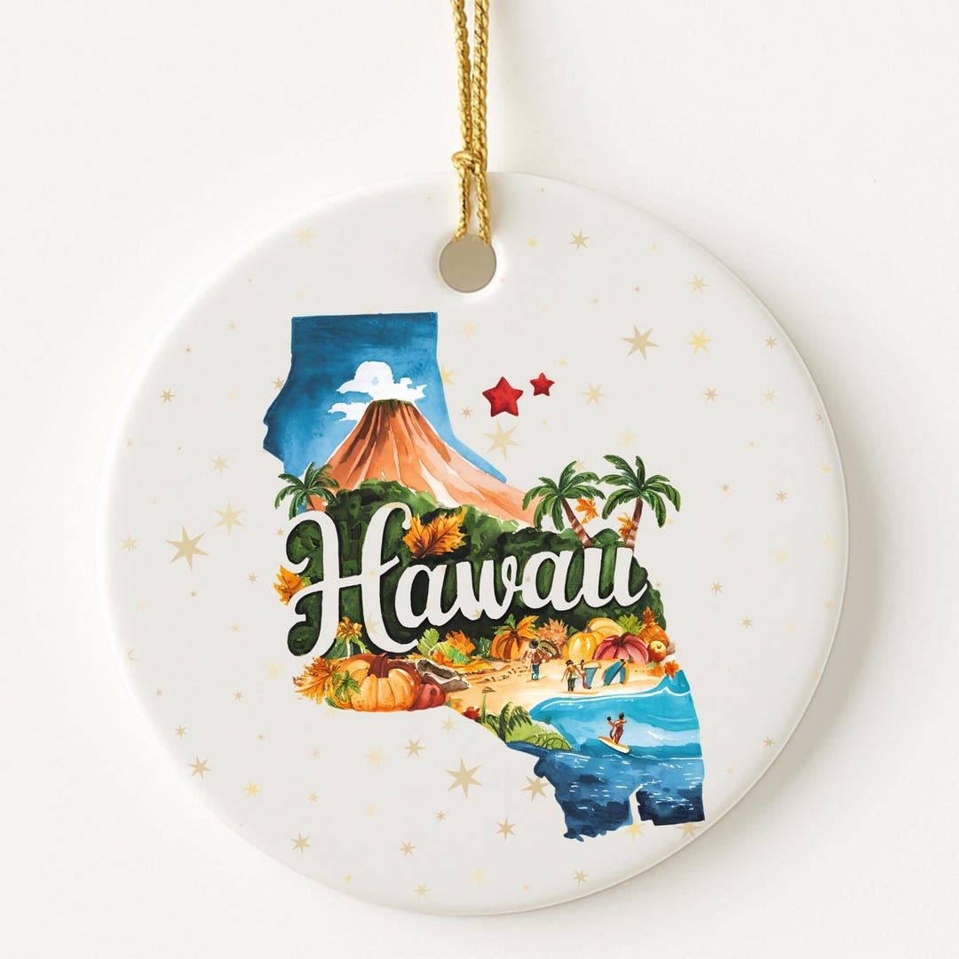 Hawaii State Landmark Ceramic Christmas Ornament – U.S. State Art ...