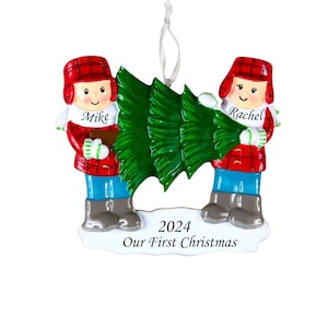 Personalized Christmas Tree Lot Couple Ornament: Resin Family Keepsake