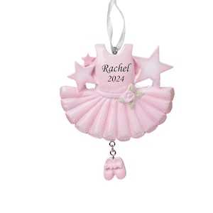 Ballerina Outfit Personalized Christmas Tree Ornament, Ballet Dress Ballerina Ornament , Sparkle Pink Toe Dress Personalized Ornament