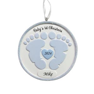 Personalized Baby&#39;s First Christmas Ornament 2024: Footprints Ornament
