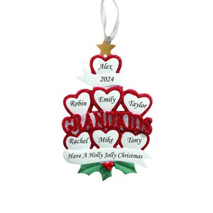 Personalized Grandkid Heart Family of 7 Christmas Tree Ornament, Family Of 7 Christmas Ornament, Personalized Family Gifts, Christmas Family