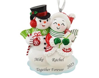 Snowman Couple Personalized Christmas Ornament: Newlywed First Christmas